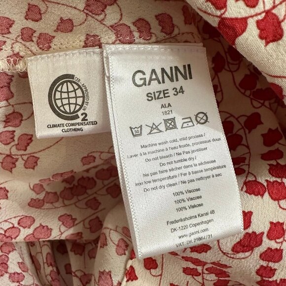 GANNI Goldstone Printed Crepe Wrap Dress 34 - Picture 6 of 6